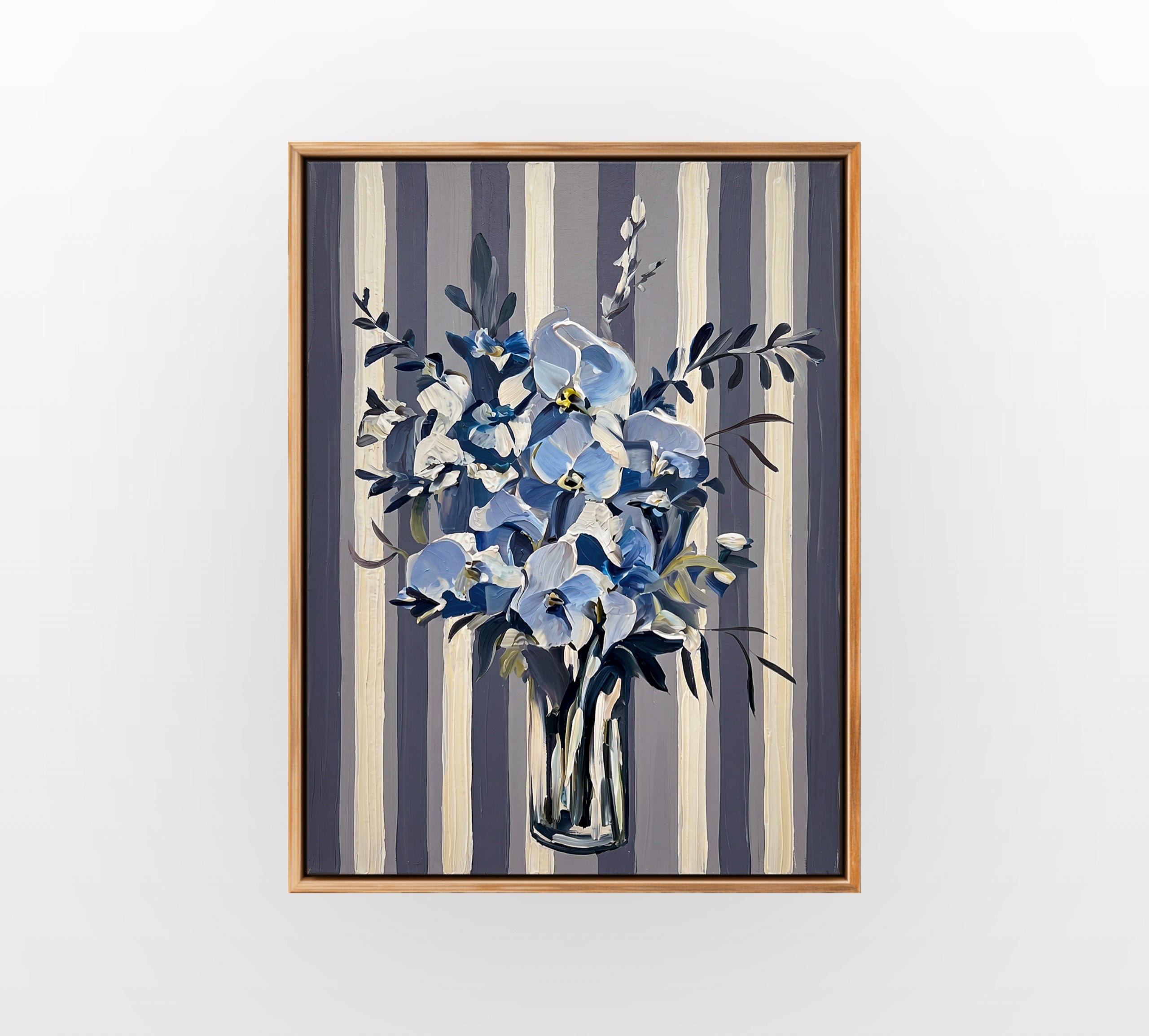Blue Floral Bloom - Hand-Painted Artwork - #ART-BT-S-01